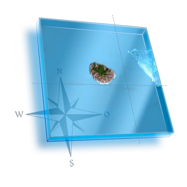 Mapa 3D de La Gomera con localizacion de centro de buceo en Tenerife Sur y La Gomera